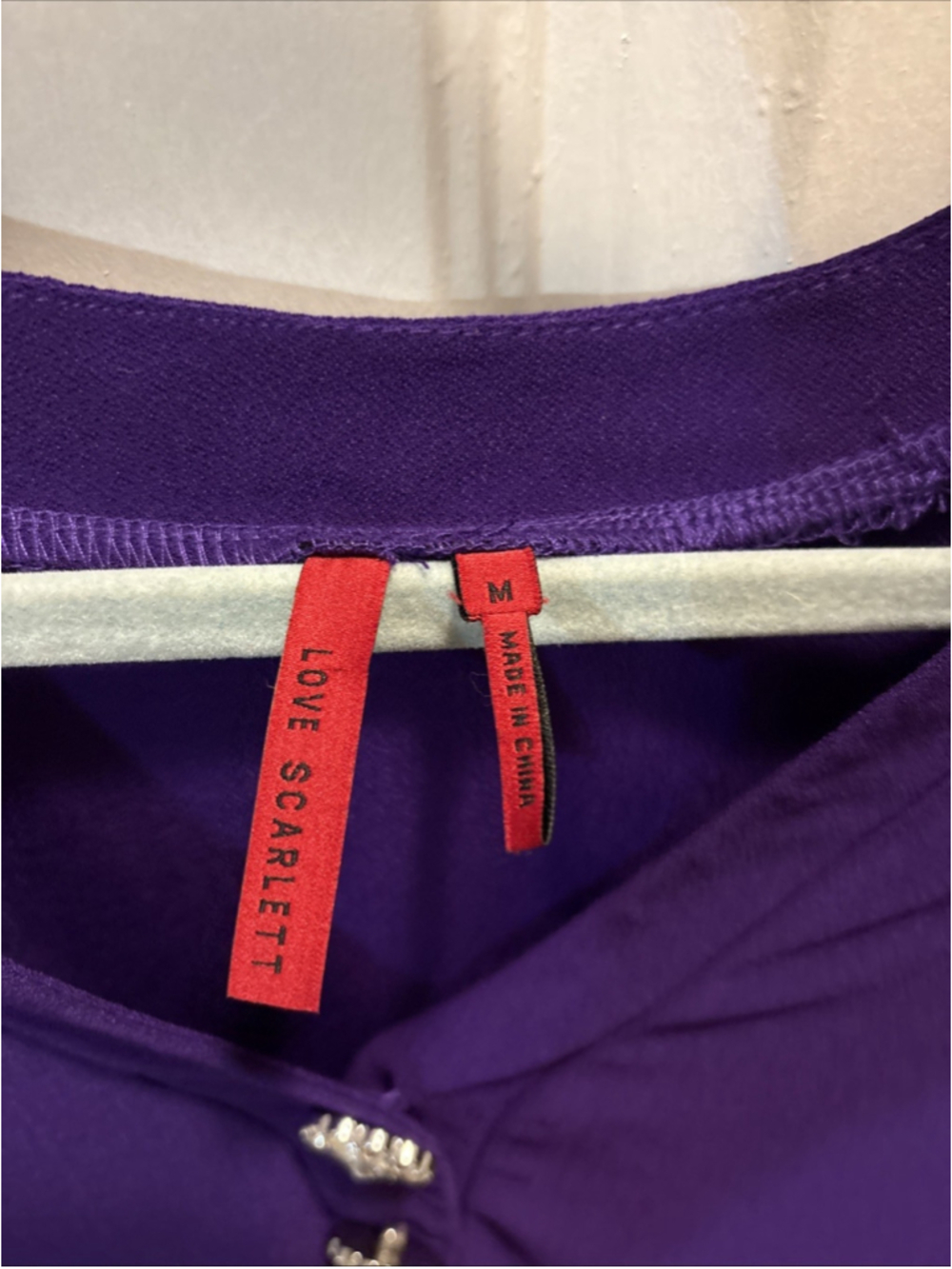 Love Scarlett Top Women’s Purple 3/4 Sleeves Rhinestone Buttons V-Neck Neck 1007 - Picture 5 of 8